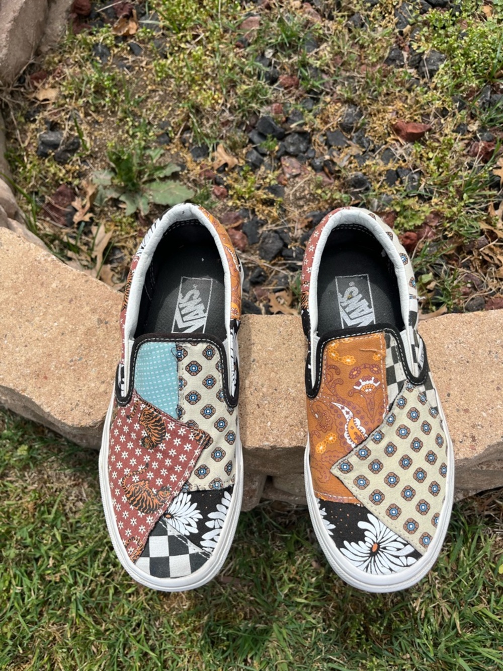 Vans Patchwork Slip-On Sneakers in Multicolor Paisley Size 7 - Picture 5 of 6
